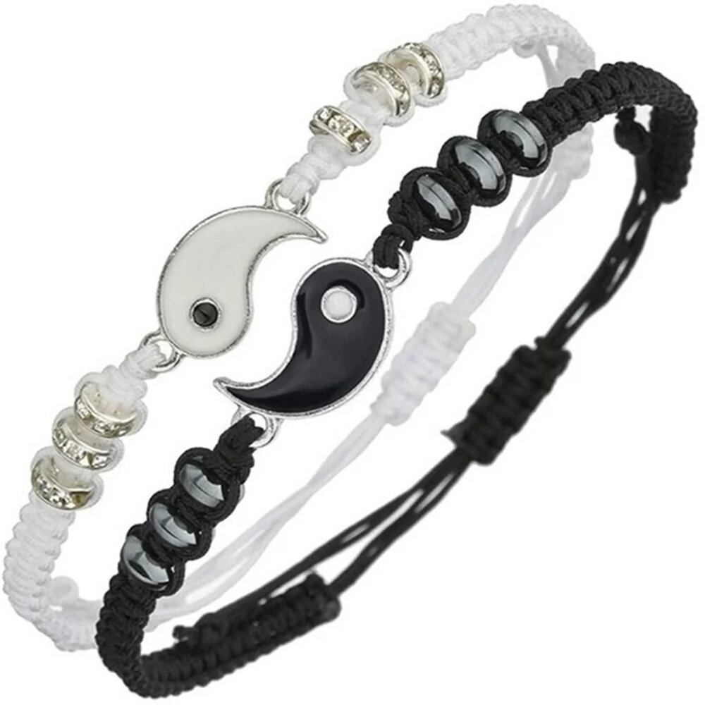 Yin Yang Friendship 2 Bracelets – Adjustable Matching Set